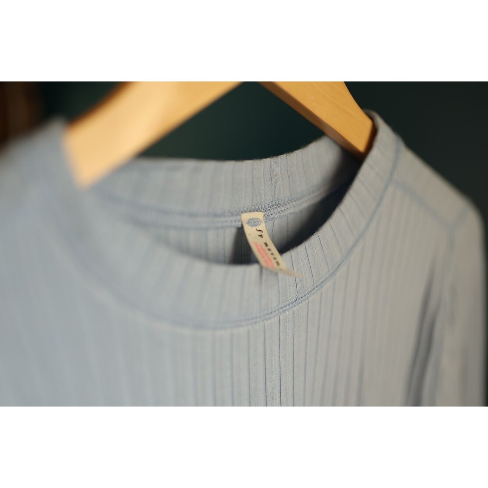 NWT Free People Movement Blissed Out Long Sleeve top Aurora Blue, Ribbed Knit - Picture 3 of 4
